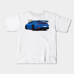 car 911 GT3 skull metal hands navy blue Kids T-Shirt